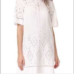 Theory Eyelet White Crepe Shift Dress 8
